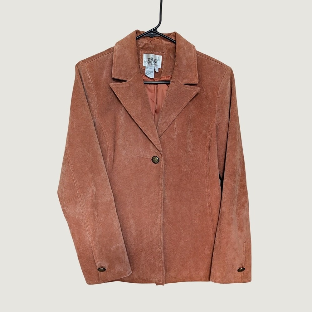 Y2K Live a Little Burnt Orange Western Boho Suede Leather Jacket Medium